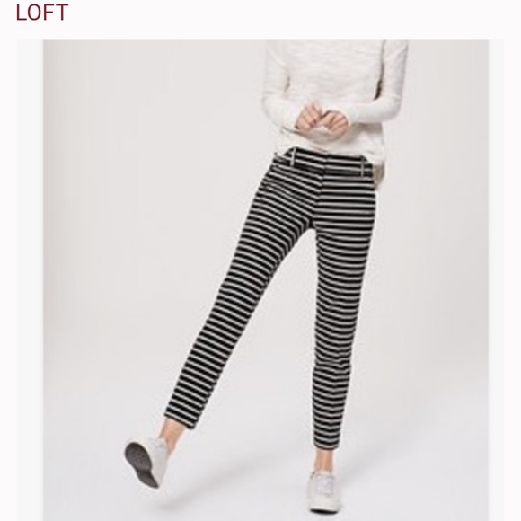 LOFT Pants - Striped textured riviera pant  cropped tailored trouser pant size O petite